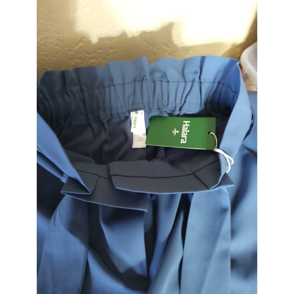 Halara High Waisted Wide Leg Paperbag Pants Slate Blue Self Tie Belt Small NWT - Picture 3 of 3